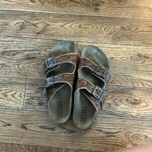 Myra Birkenstock tooled leather